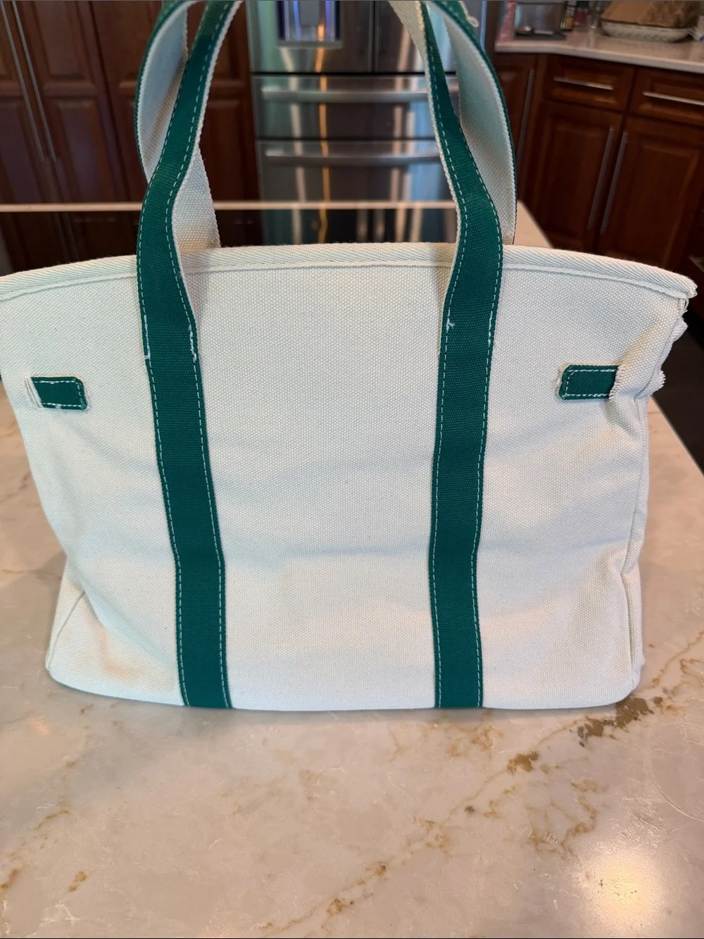 Boatkin Canvas Tote Bag with Kelly Green Trim - Structured Everyday Carry - Picture 2 of 4